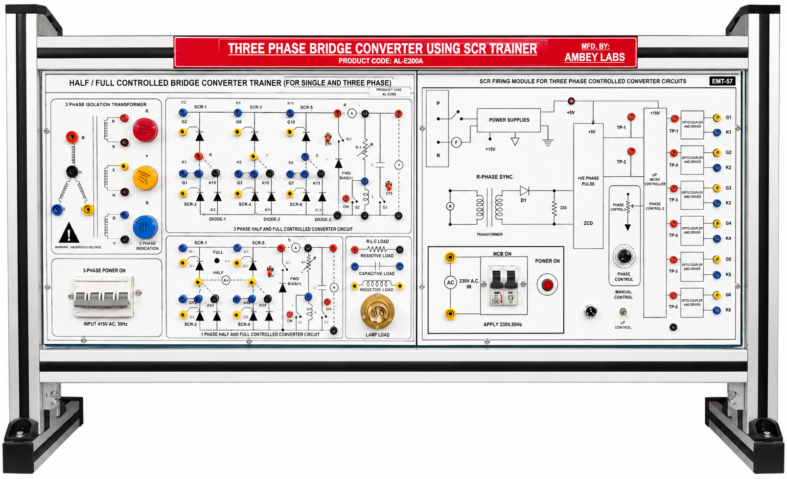 AL-E208A SCR SINGLE AND THREE PHASE HALF-FULL CONTROLLED BRIDGE CONVERTER TRAINER